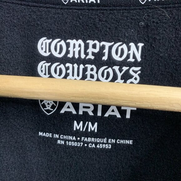 Ariat x Compton Cowboys Sweatshirt Mens Medium Black Pullover Crewneck Workwear - Picture 5 of 9